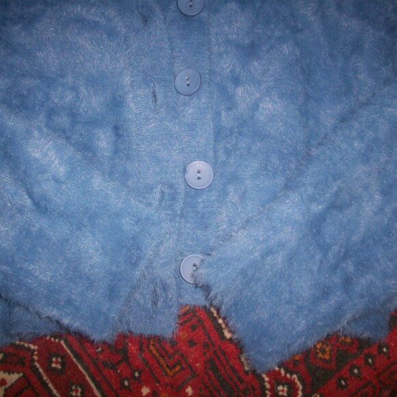 Aerie Cropped Fluffy Cardigan Sweater Size XS Top Blue Long Sleeve Womens NWT - Picture 7 of 9